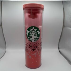 Starbucks - 2022 Valentine's Day Pink With Red Foil Hearts 16 Oz. Tumbler